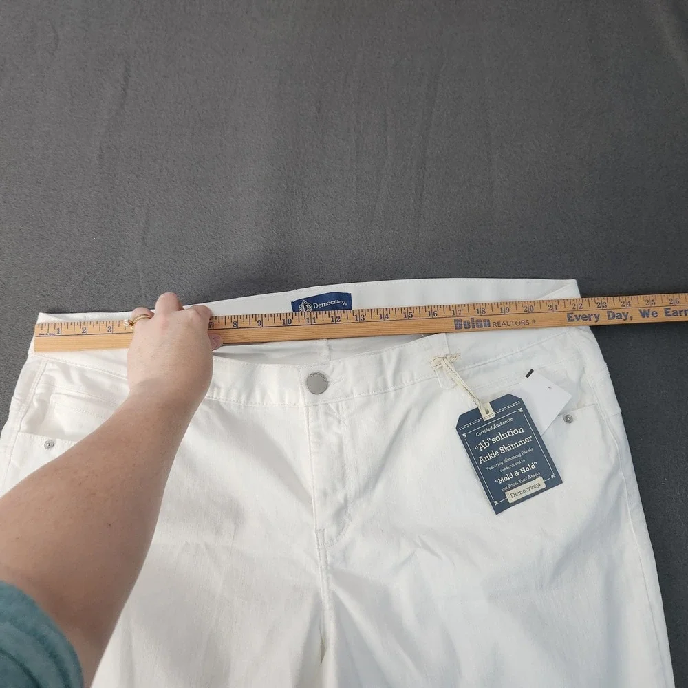 Democracy Ankle Skimmer Jeans 24W White Denim‎ AB Solution High-Rise Crop Beachy